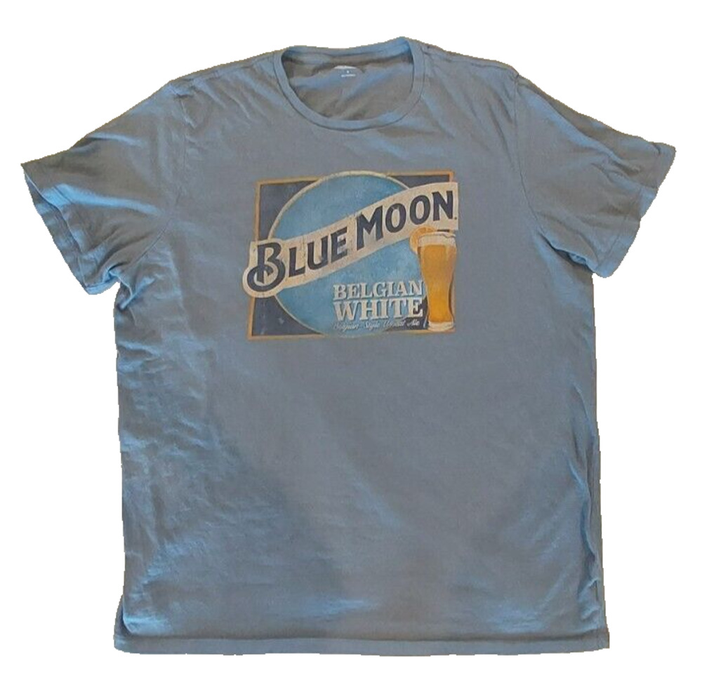 Old Navy Blue Moon Me's Lrg Belgian White Beer Short Sleeve Graphic T-shirt Blue